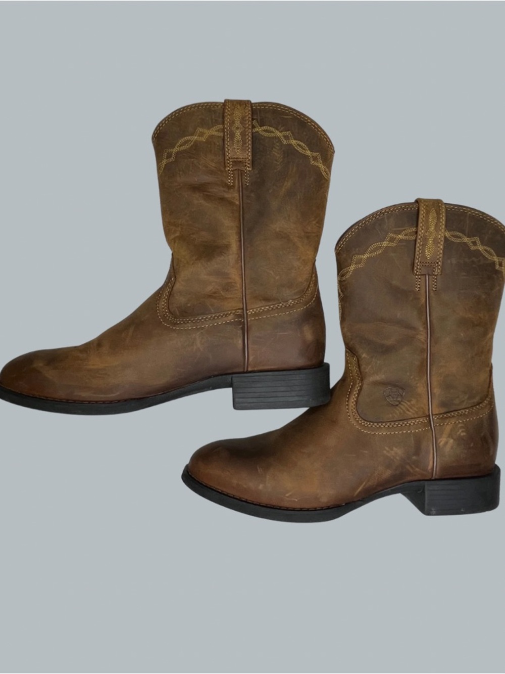 Ariat Heritage Roper Cowboy Boots Men’s 9.5 D Distressed Brown Leather Western